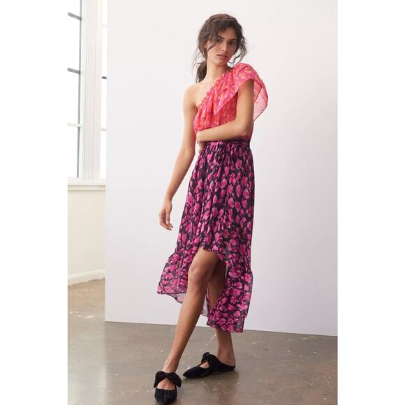 Anthropologie Dresses & Skirts - Anthropologie Dress Womens Small NWT Aida One Shoulder Maxi High Low Floral Pink